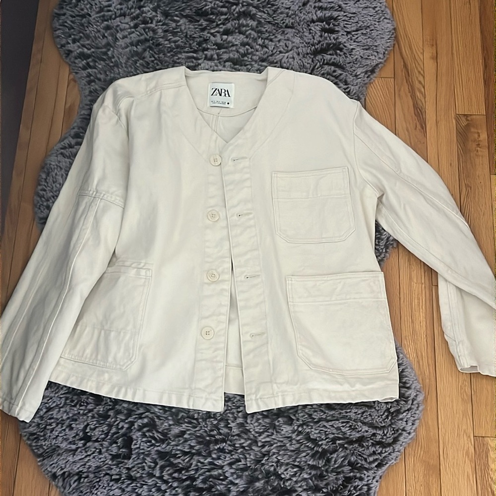 Zara Off white cotton utility jacket